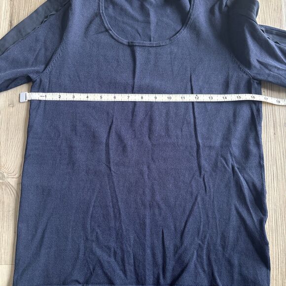 Vintage Esprit Long Sleeved Blue Viscose Top With Button Sleeve Detail Small - Picture 8 of 12